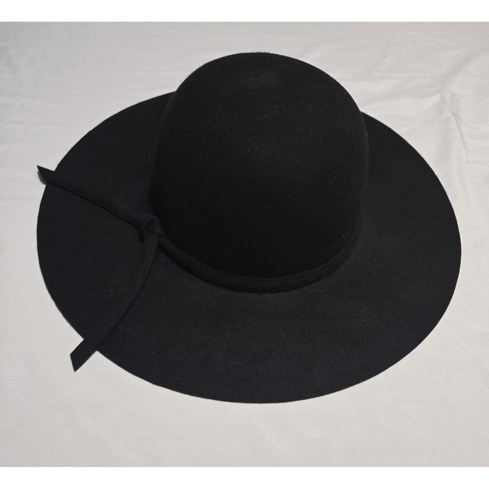Brandy Melville Black Floppy Felt Wool Hat Ribbon Minimalist Vtg Soft Quiet Luxe
